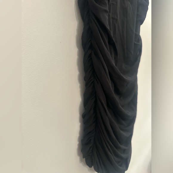 Black Mesh Ruched Dress - Picture 4 of 7